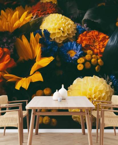 Bränt orange och gula blommor Bakgrund