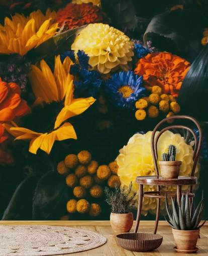 Papel de parede de flores laranja e amarelas queimadas Papel de parede de flores laranja e amarelas queimadas