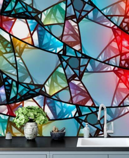 Colourful Abstract Stained Glass Window Wallpaper