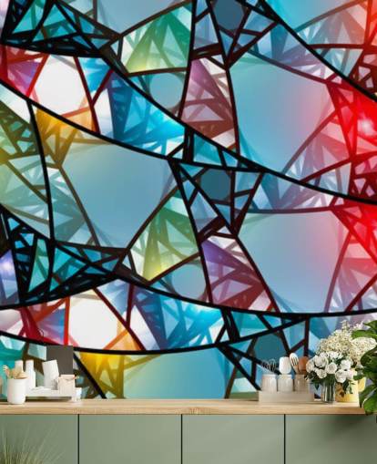 Fargerik Abstrakt Farget Glass Vindu Bakgrunn