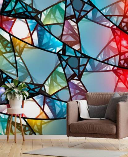 Carta da parati con vetrate colorate astratte