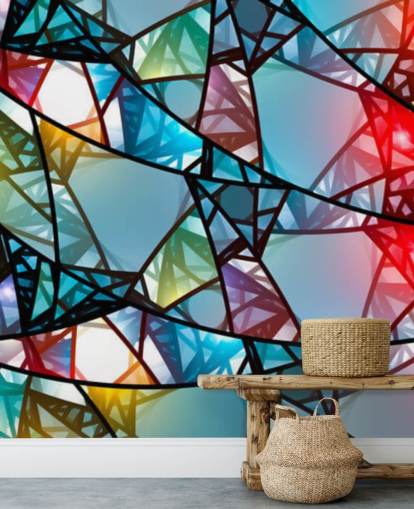 Farverige abstrakt farvede glas vindue tapet