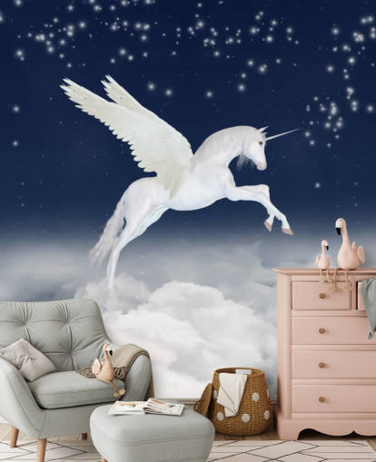 Carta da parati Unicorno nel cielo