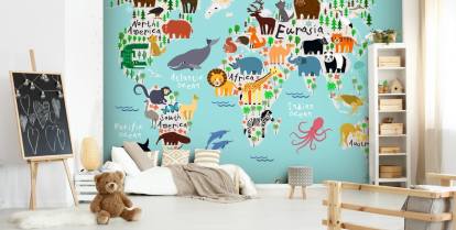 Kids World Map Wall Decal Highest Quality Photos Wallpaper Kids Animal