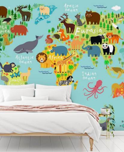 Animal World Map Wallpaper 