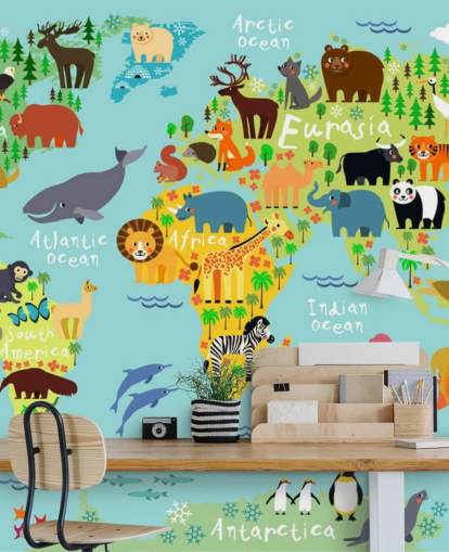 Animal World Map Wallpaper 