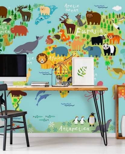 Papel de parede do mapa do mundo animal Papel de parede do mapa do mundo animal