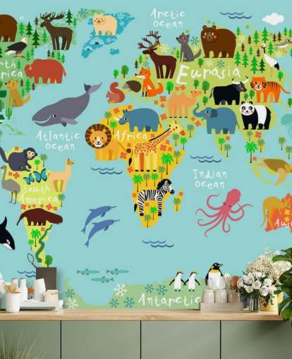 Animal World Map Wallpaper 