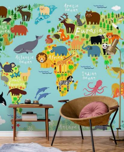 Animal World Map Wallpaper 