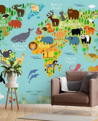 Papel de parede do mapa do mundo animal Papel de parede do mapa do mundo animal