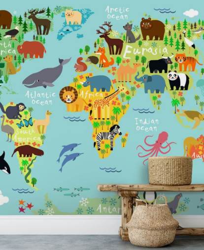 Animal World Map Wallpaper 