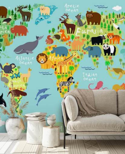 Animal World Map Wallpaper 