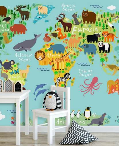 Animal World Map Wallpaper 