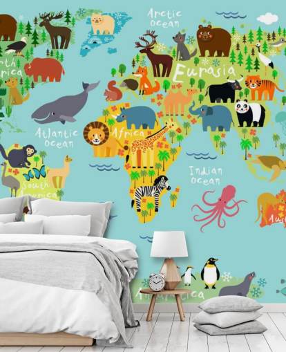 Animal World Map Baggrund Animal World Map Baggrund