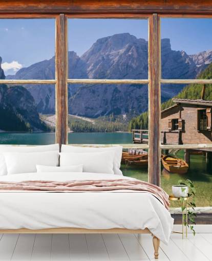 Lake, Mountain og Boat House Baggrund