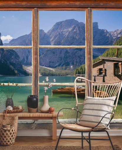 Fond d'écran Lac, Montagne et Boat House Fond d'écran Lac, Montagne et Boat House