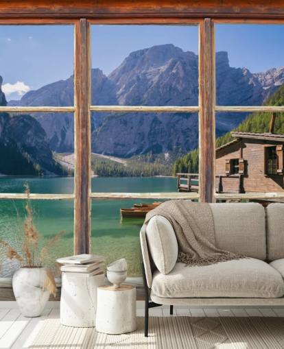 Lake, Mountain og Boat House Baggrund