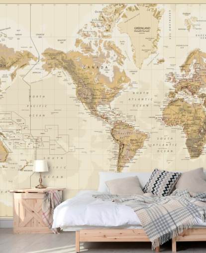 Vintage Physical World Map - America Centered Wallpaper Mural