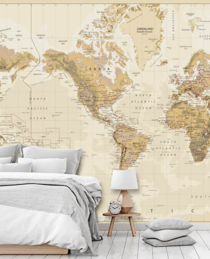 Vintage Physical World Map - America Centered Wallpaper Mural