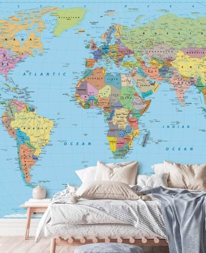 Papier peint Carte du monde en couleur