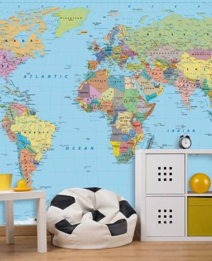 Papier peint Carte du monde en couleur