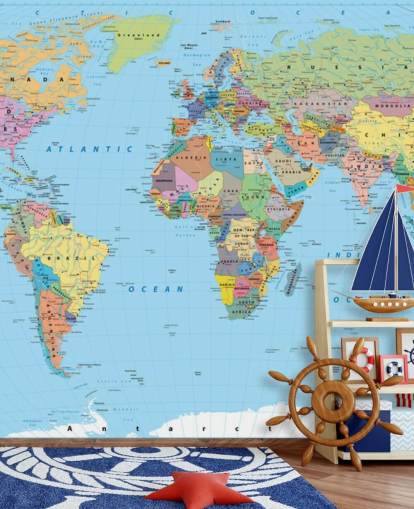 Papier peint Carte du monde en couleur