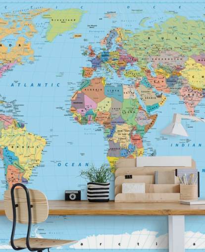 Papier peint Carte du monde en couleur