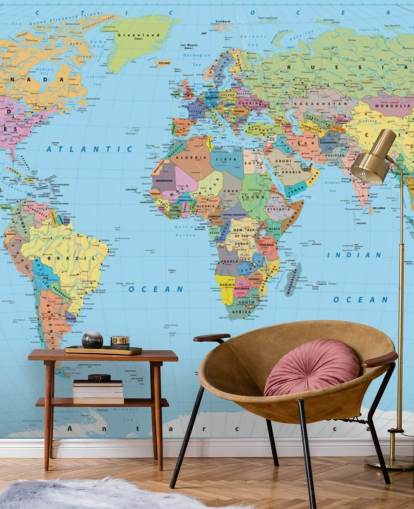 Papier peint Carte du monde en couleur Papier peint Carte du monde en couleur