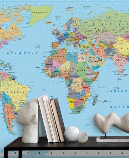 Papier peint Carte du monde en couleur