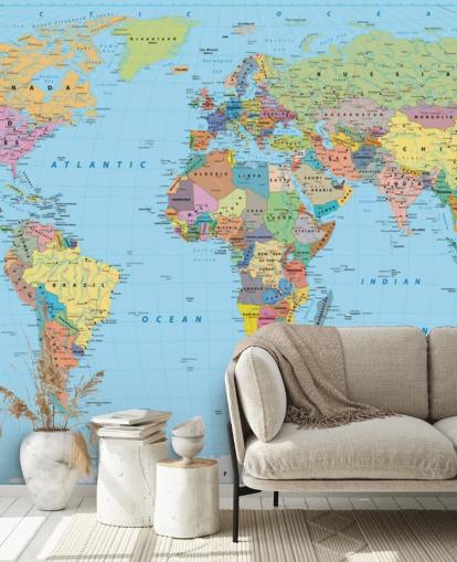 Papier peint Carte du monde en couleur