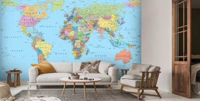 FEATURE WALL OFFICE WORLD MAP WALL MURALS 4 DESIGNS AVAILABLE WHOLE ROOM 