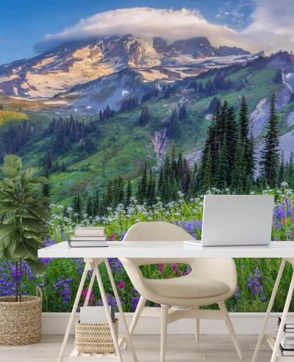 Mt Rainier Wildflowers Wallpaper Mural Mt Rainier Wildflowers Wallpaper Mural
