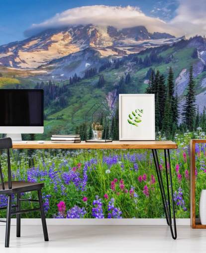 Papel de parede Mural Mt Rainier Wildflowers