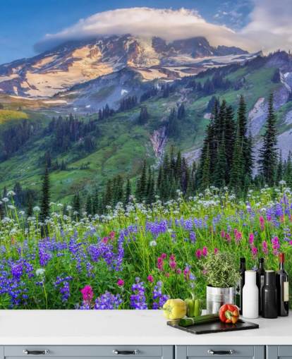 Papel de parede Mural Mt Rainier Wildflowers