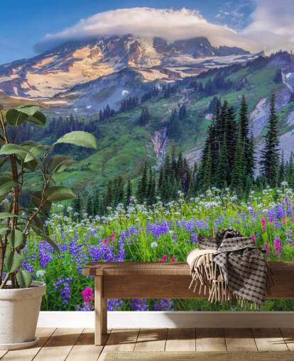 Papier Peint Fresque Fleurs sauvages du Mont Rainier