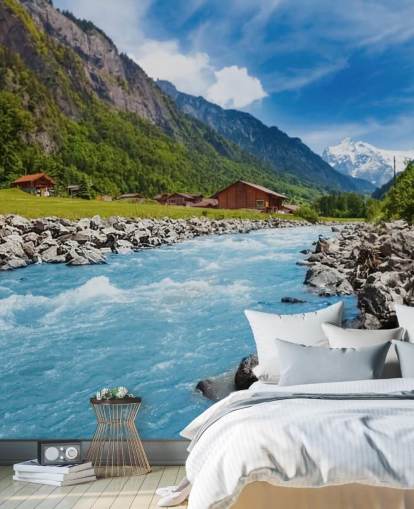 Schweiziska landskap Bakgrund väggmålning