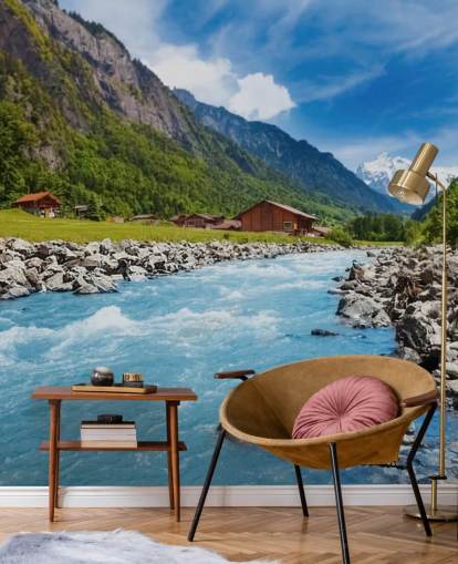 Swiss Landscape Wallpaper Muurschildering Swiss Landscape Wallpaper Muurschildering