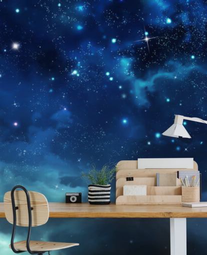 dark blue night sky wallpaper mural called Beautiful Nightly Sky for bedrooms