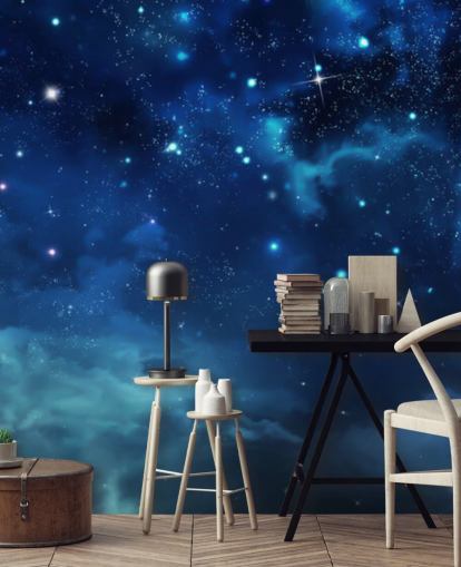 dark blue night sky wallpaper mural called Beautiful Nightly Sky for bedrooms