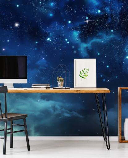 papier peint mural bleu foncé sur le ciel nocturne appelé Beautiful Nightly Sky pour les chambres