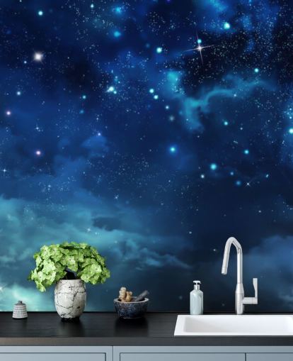 dark blue night sky wallpaper mural called Beautiful Nightly Sky for bedrooms