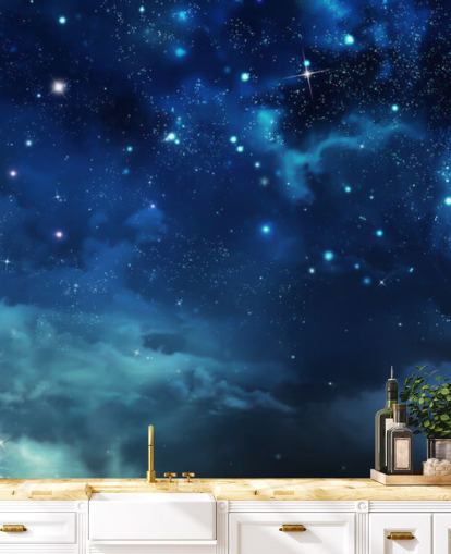 dark blue night sky wallpaper mural called Beautiful Nightly Sky for bedrooms