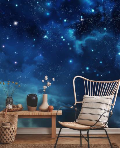 dark blue night sky wallpaper mural called Beautiful Nightly Sky for bedrooms