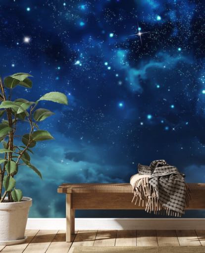 dark blue night sky wallpaper mural called Beautiful Nightly Sky for bedrooms
