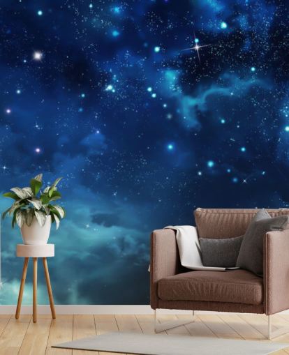 dark blue night sky wallpaper mural called Beautiful Nightly Sky for bedrooms