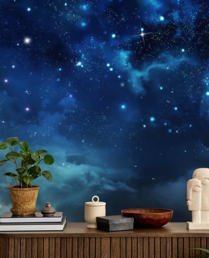 dark blue night sky wallpaper mural called Beautiful Nightly Sky for bedrooms