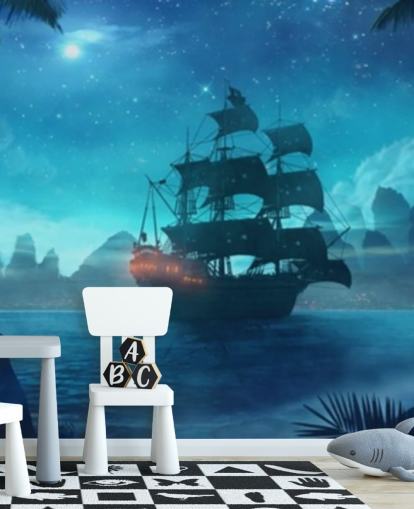 papel de parede azul praia à noite