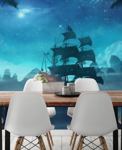 blå strand natten tapet blå strand natten tapet