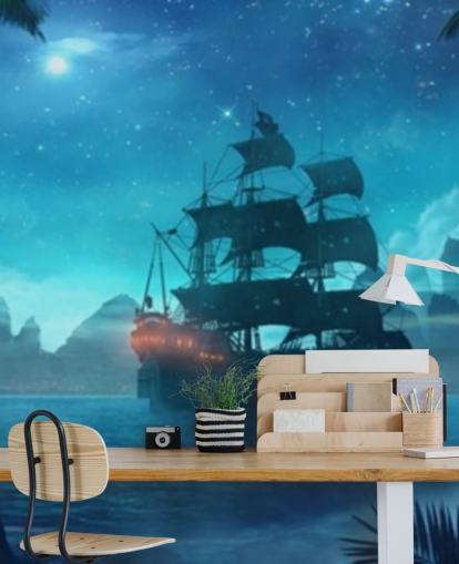 blue beach at night wallpaper