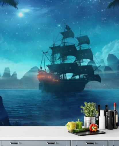 blue beach at night wallpaper